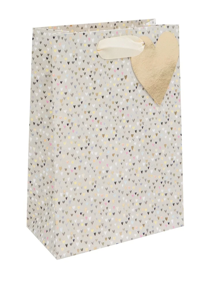 Glick Beige Printed Gift Bag Heart Decor