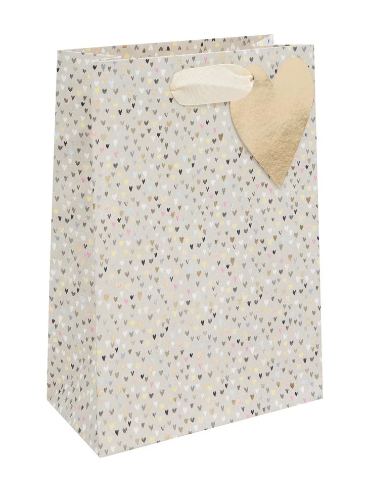 Glick Beige Printed Gift Bag Heart Decor