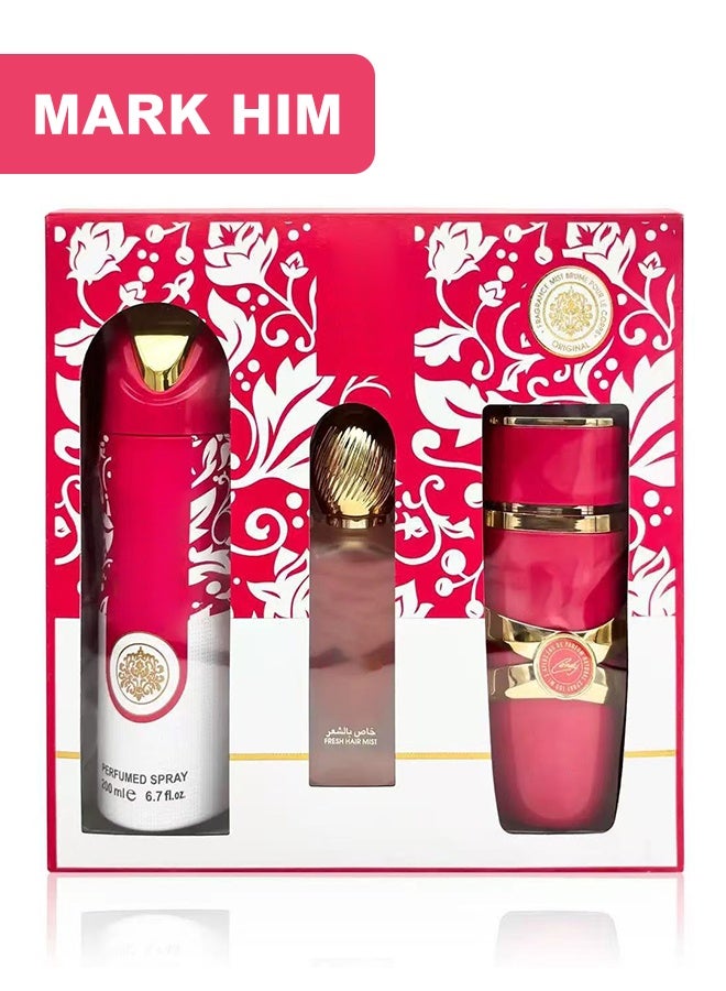 MARK HIM 3-in-1 Arabian Fragrance Layering Gift Set for Women, Ideal Gift for Birthday Holiday Anniversary, Body Perfumed Spray, Hair Mist & Eau de Parfum Kit - Image 1