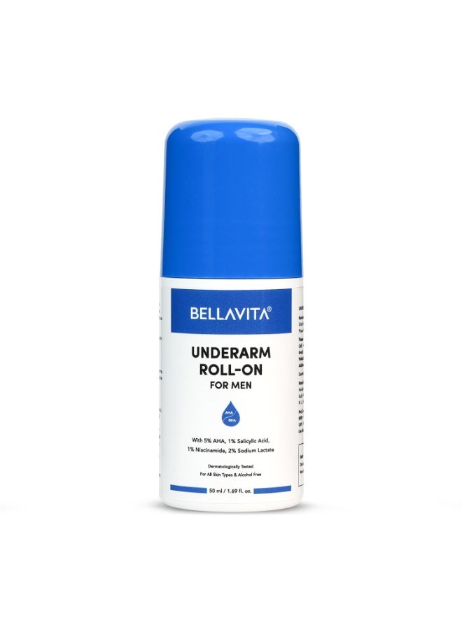 Bella Vita Organic BELLAVITA Deo White Natural Underarm Roll On Deodorant for Men |Control Odour|Alcohol-Free| Antiperspirant for Long Lasting Freshness, 50ml - Image 1