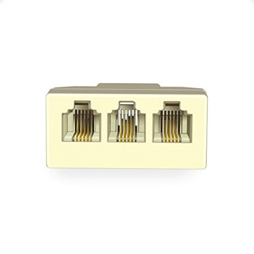 NECABLES 2Pack Phone Splitter 3 Way Telephone Adapter RJ11 6P4C 1 Female to 3 Females for Landline and Fax Ivory - Image 2