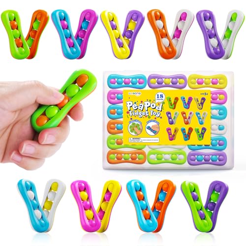 LESONG Fidget Sensory Toys for Kids 18 Pack Colorful Finger Spinner Toys Stress Relief ADHD Tools for Kids with Autism Quiet Desk Fidgets for Anxiety Classroom Easter Basket Stuffers Egg Filler - Image 1