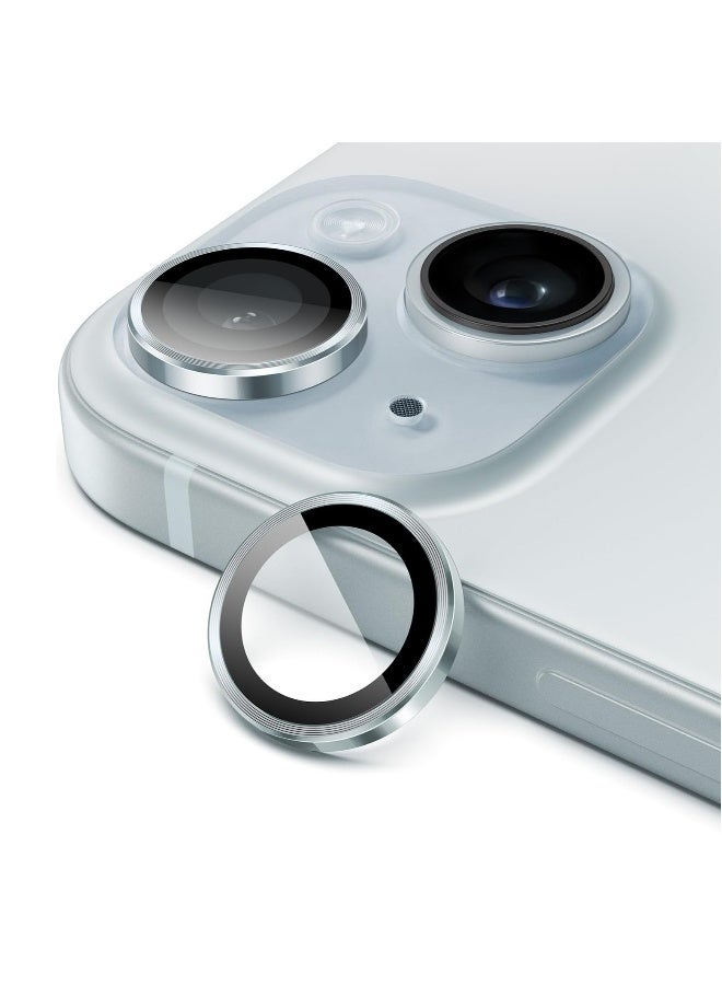 DUSALA Camera Lens Protector for iPhone 15 6.1-Inch and iPhone 15 Plus 6.7-Inch, 9H Tempered Glass Metal Individual Ring Cover, HD Clear, 1 Set (Blue) - Image 1