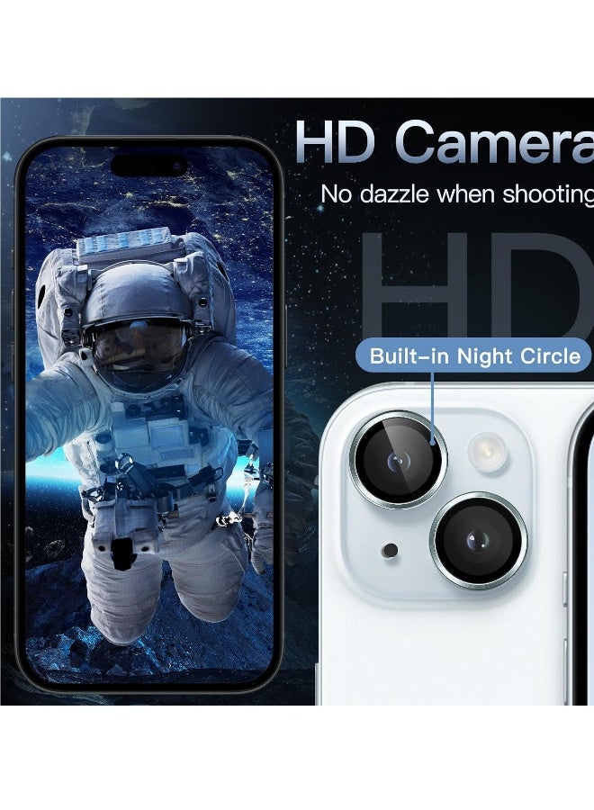 DUSALA Camera Lens Protector for iPhone 15 6.1-Inch and iPhone 15 Plus 6.7-Inch, 9H Tempered Glass Metal Individual Ring Cover, HD Clear, 1 Set (Blue) - Image 5