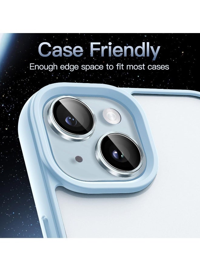 DUSALA Camera Lens Protector for iPhone 15 6.1-Inch and iPhone 15 Plus 6.7-Inch, 9H Tempered Glass Metal Individual Ring Cover, HD Clear, 1 Set (Blue) - Image 3