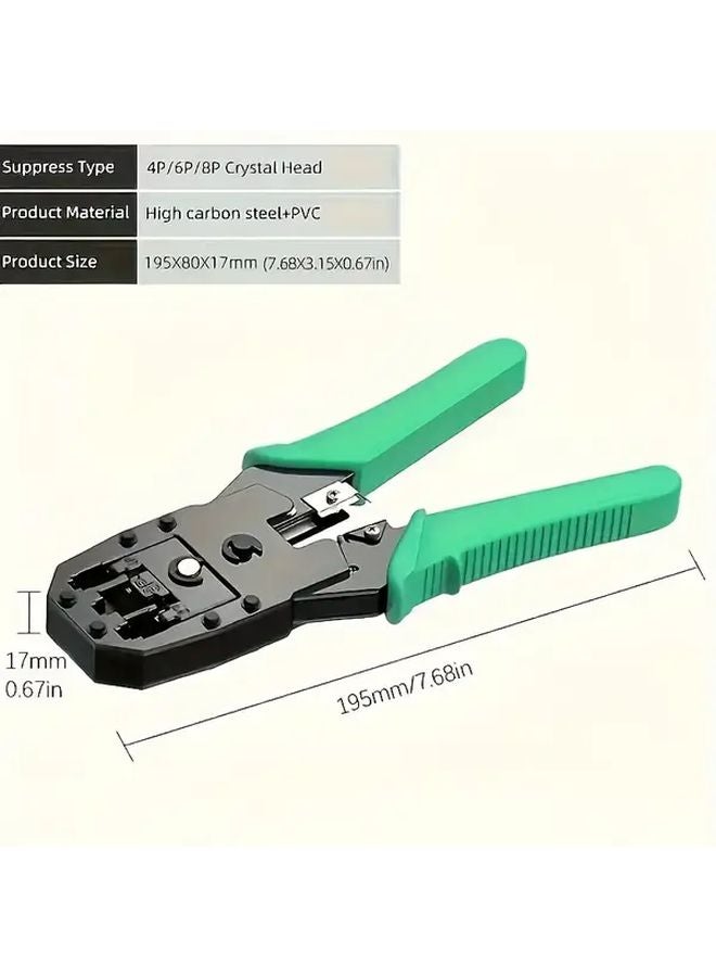 2pcs Green Metal Wire Stripper Crimper Pliers with Mini Cable Punch Hand Tools - Image 3
