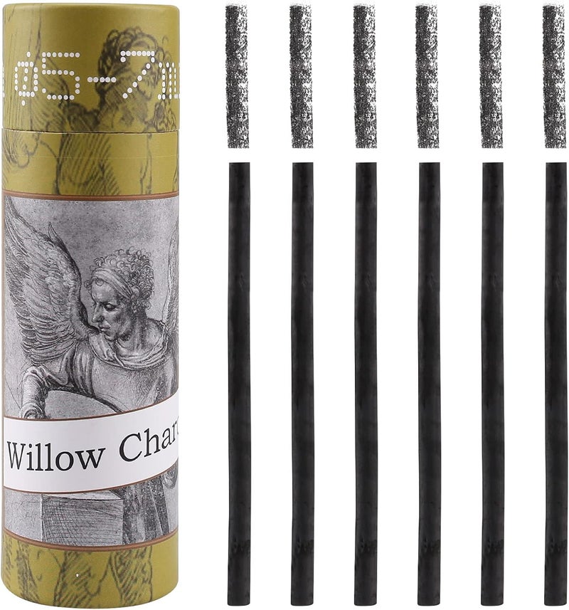 Looneng Willow Charcoal Sticks, Natural Willow Charcoal for Artists, Beginners or Kids of All Skill Levels, Great for Sketching, Drawing and Shading, Approx 5-7mm in Diameter, Pack of 25 - Image 1