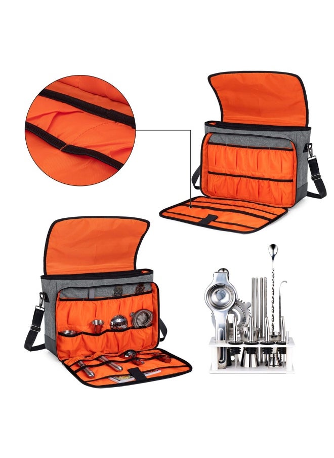 CURMIO CURMIO Bartender Bag  Travel Bag for Bar Tools Set  Bartender Kits Storage with Padded Compartments for Wine Bottles  Perfect for Home Indoor Outdoor Patio Party  Gray  Bag ONLY  - Image 2