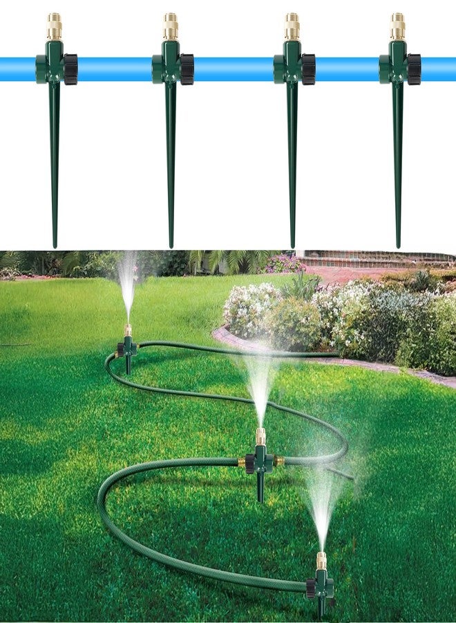 مجموعة ليولو تول المكونة من قطعتين من رشاشات العشب المعدنية، رشاش نحاسي أوتوماتيكي بقاعدة مدببة، فوهة رشاش قابلة للتعديل بزاوية 360 درجة لتغطية مساحة كبيرة لري العشب والفناء والحديقة. - Image 4
