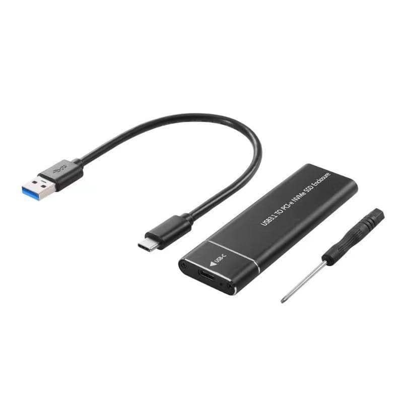 M.2 NVMe SSD Enclosure – USB-C 3.1 Gen 2 External Case for M-Key & B+M Key SSDs (2230/2242/2260/2280), Tool-Free Aluminum Shell – Black