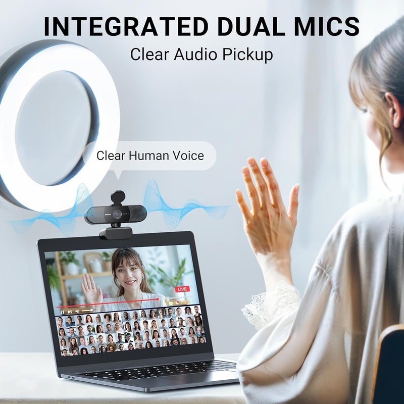 eMeet 2024 Upgraded C960 Webcam, Autofocus, 73° View Angle, Computer Camera w/Privacy Cover and Microphone, 1080P HD Webcam for PC, Plug and Play USB Webcam for Video Calling/Zoom/Skype/Teams/Webex - Image 5