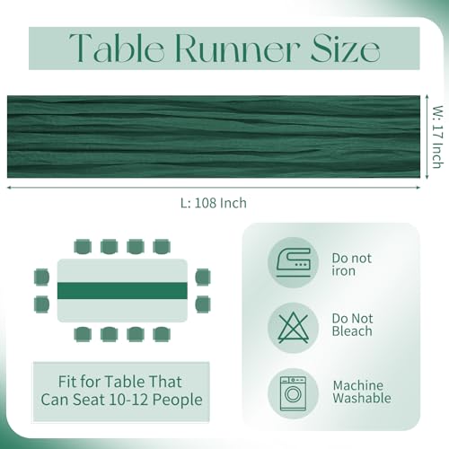 Beautane 10 Pack Emerald Green Cheesecloth Table Runner 17x108 Inch Boho Gauze Cheese Cloth Table Runners for Wedding Party Baby Shower Birthday Home Decor - Image 2