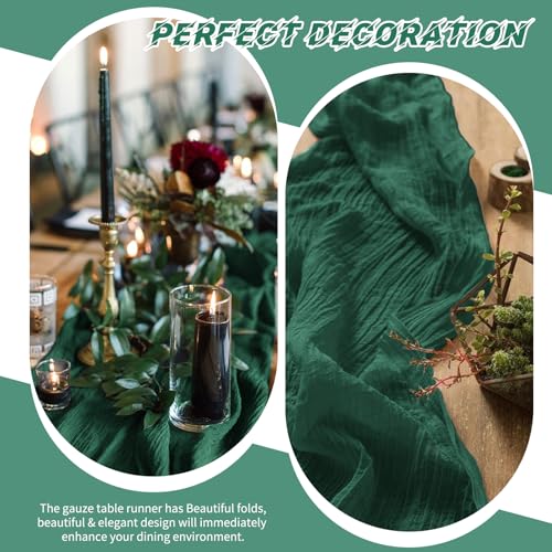 Beautane 10 Pack Emerald Green Cheesecloth Table Runner 17x108 Inch Boho Gauze Cheese Cloth Table Runners for Wedding Party Baby Shower Birthday Home Decor - Image 5
