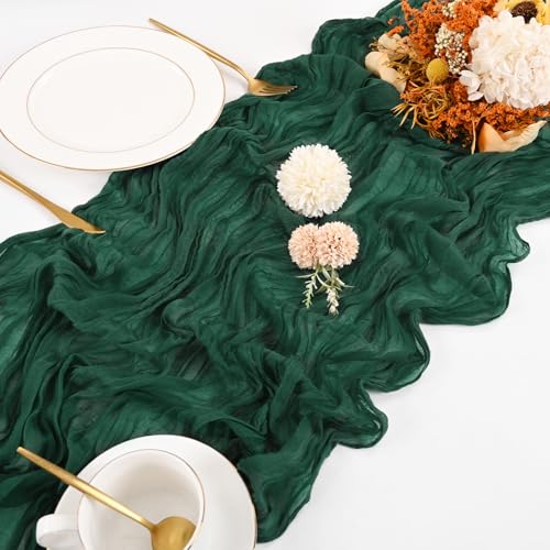Beautane 10 Pack Emerald Green Cheesecloth Table Runner 17x108 Inch Boho Gauze Cheese Cloth Table Runners for Wedding Party Baby Shower Birthday Home Decor - Image 4