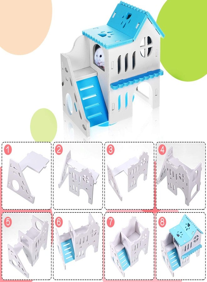 سكايليتي مجموعة ألعاب الهامستر من سكايليتي، 5 قطع، تتضمن بيت هامستر خشبي، مخبأ لخنزير غينيا، جسر قوس قزح، أرجوحة هامستر، أرجوحة دائرية لتمارين الهامستر، قفص دائري للحيوانات الصغيرة - Image 2