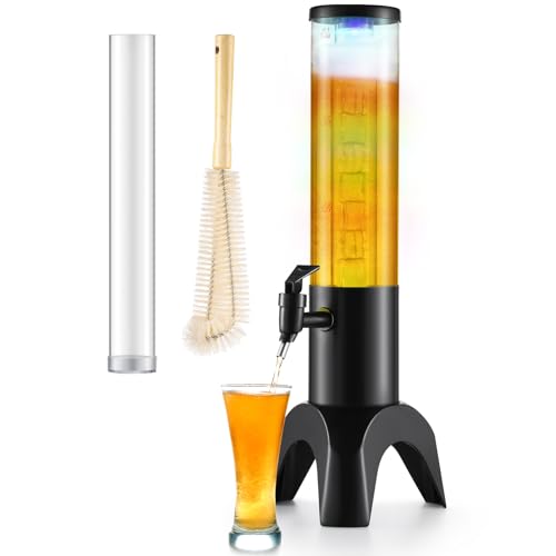 COSYOO Drink Tower, 1.5L Mimosa Tower Dispenser With Ice Tube and Led Light, Tabletop Beer Dispenser 1.58 Qt./50oz, Ideal for Parties Bars Pubs Restaurants - Image 1