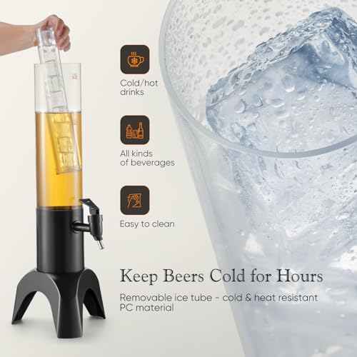 COSYOO Drink Tower, 1.5L Mimosa Tower Dispenser With Ice Tube and Led Light, Tabletop Beer Dispenser 1.58 Qt./50oz, Ideal for Parties Bars Pubs Restaurants - Image 3