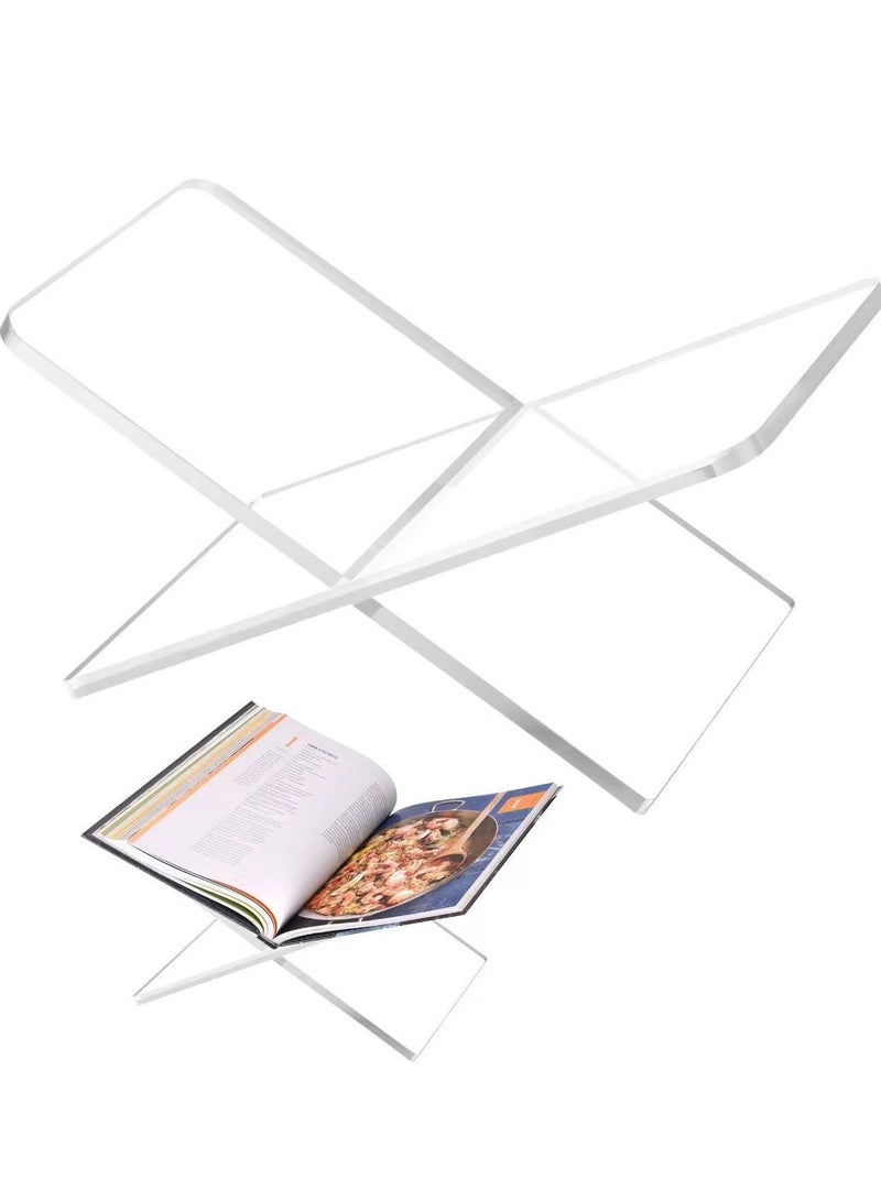 Transparent Clear Acrylic Book Holder 2 Piece Reading Stand for Open and Closed Books, Magazines, Textbooks 4" x 8" x4" - Image 1
