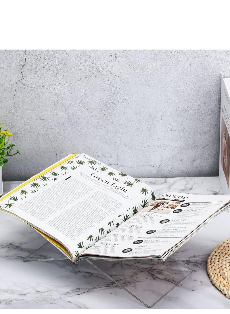 Transparent Clear Acrylic Book Holder 2 Piece Reading Stand for Open and Closed Books, Magazines, Textbooks 4" x 8" x4" - Image 4