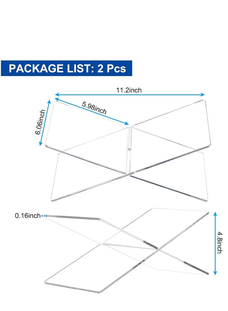 Transparent Clear Acrylic Book Holder 2 Piece Reading Stand for Open and Closed Books, Magazines, Textbooks 4" x 8" x4" - Image 2