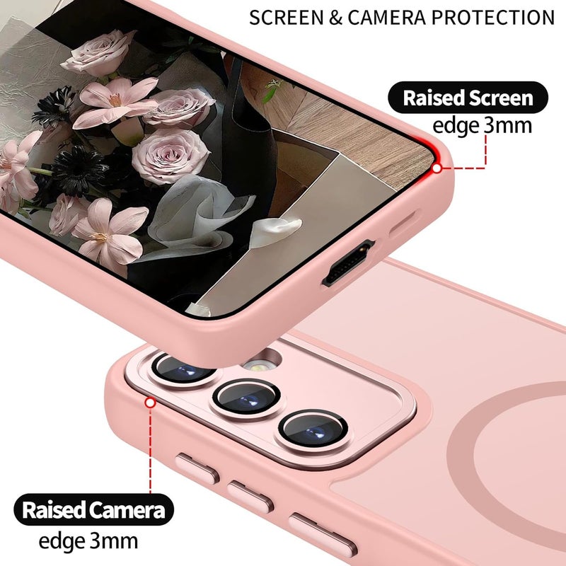 Grabist Phone Case For Samsung Galaxy A15, Full Camera Protection with lens, Compatible with Magsafe, Translucent Matte, Shockproof Protective Case (Pink) - Image 5