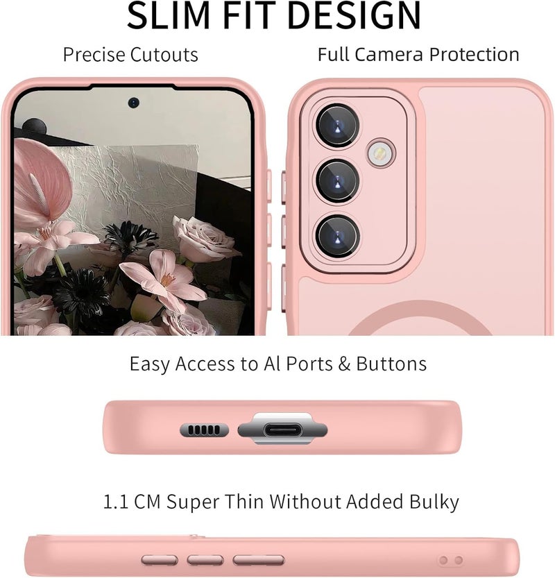 Grabist Phone Case For Samsung Galaxy A15, Full Camera Protection with lens, Compatible with Magsafe, Translucent Matte, Shockproof Protective Case (Pink) - Image 4