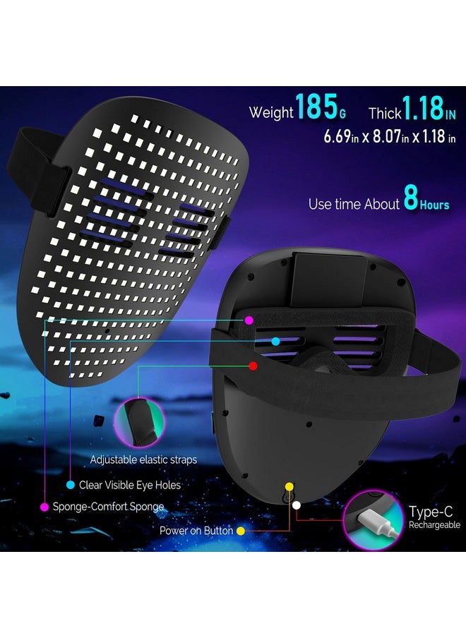 ميجو قناع MEGOO Led مع استشعار الإيماءات المتحول، قناع مضيء رقمي متوهج لحفلات الهالوين الراقصة DJ التنكرية  - Image 5