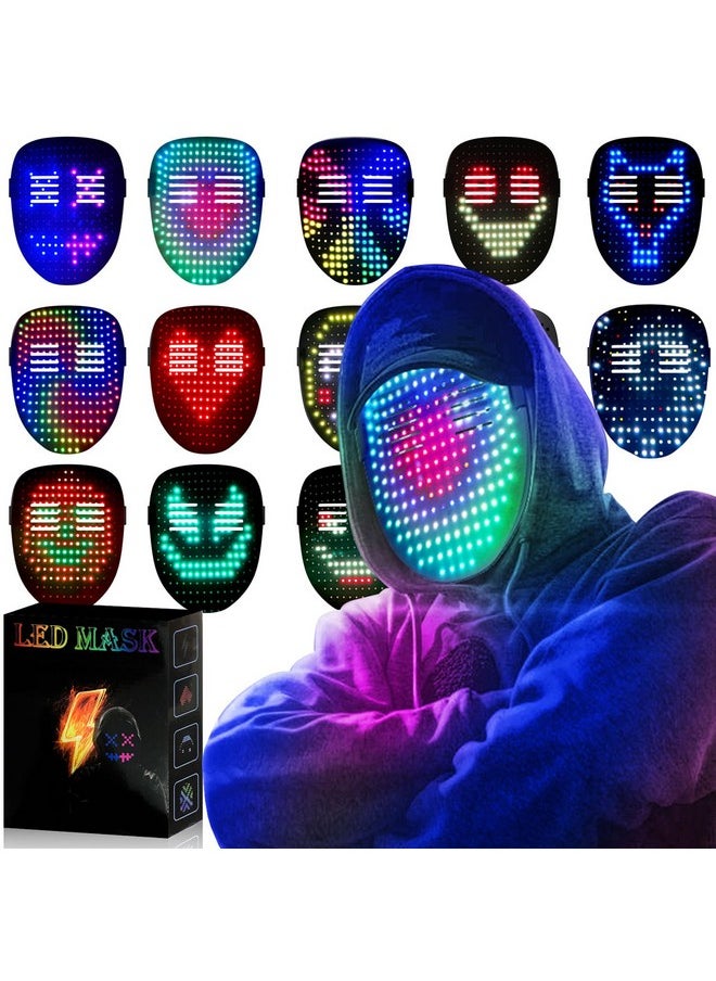 ميجو قناع MEGOO Led مع استشعار الإيماءات المتحول، قناع مضيء رقمي متوهج لحفلات الهالوين الراقصة DJ التنكرية  - Image 1
