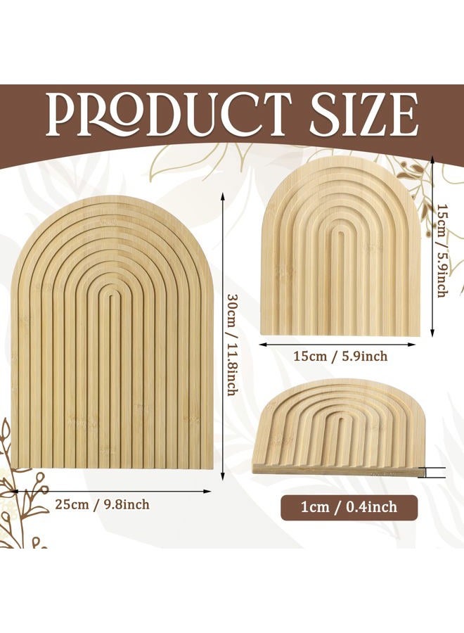 Chunful 2 Pcs Decorative Wood Cutting Board Wooden Board Rainbow Shaped Wood Serving Trays Boho Cutting Chopping Block Decor Serving Trays for Home Kitchen Decoration(Wood Color,Bamboo) - Image 2
