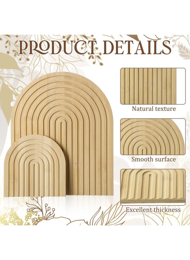 Chunful 2 Pcs Decorative Wood Cutting Board Wooden Board Rainbow Shaped Wood Serving Trays Boho Cutting Chopping Block Decor Serving Trays for Home Kitchen Decoration(Wood Color,Bamboo) - Image 3