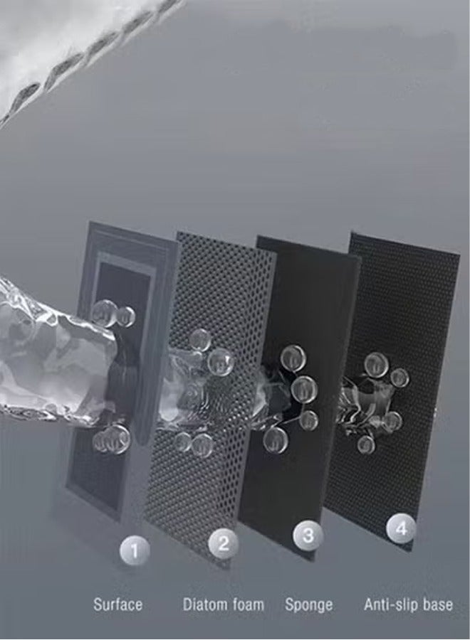 ZCM-HAPPY Fashion Shower Mat Diatom Mud Bathroom Mat Floor Mat Door Mat for Bathroom Hallway Entrance Anti-Slip Super Absorbent Quick Dry 50x80CM - Image 2