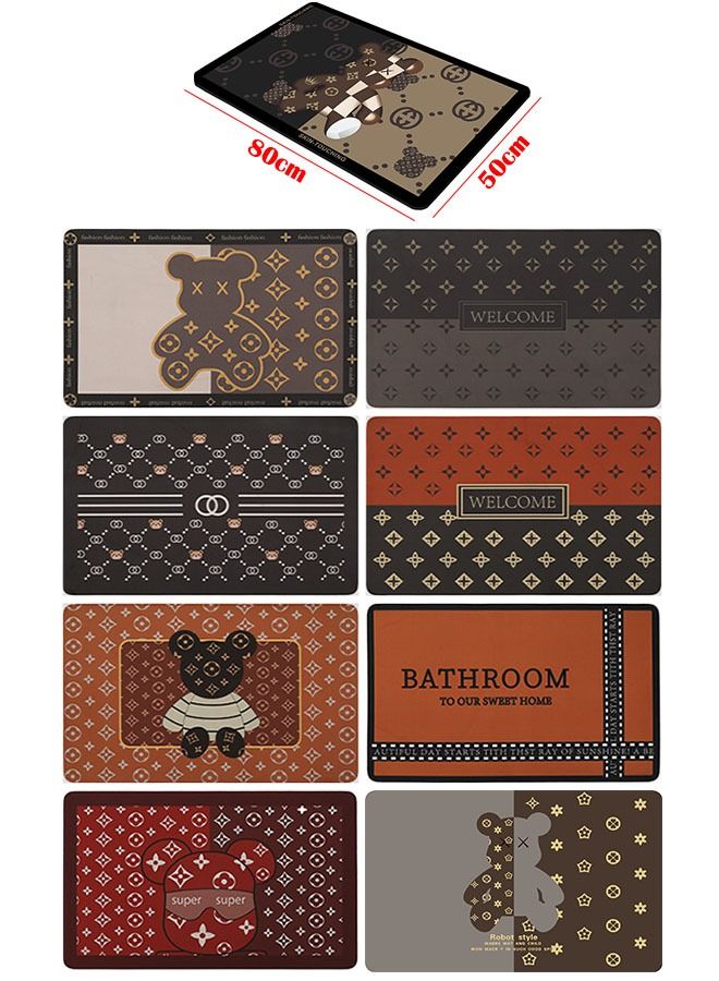 ZCM-HAPPY Fashion Shower Mat Diatom Mud Bathroom Mat Floor Mat Door Mat for Bathroom Hallway Entrance Anti-Slip Super Absorbent Quick Dry 50x80CM - Image 4