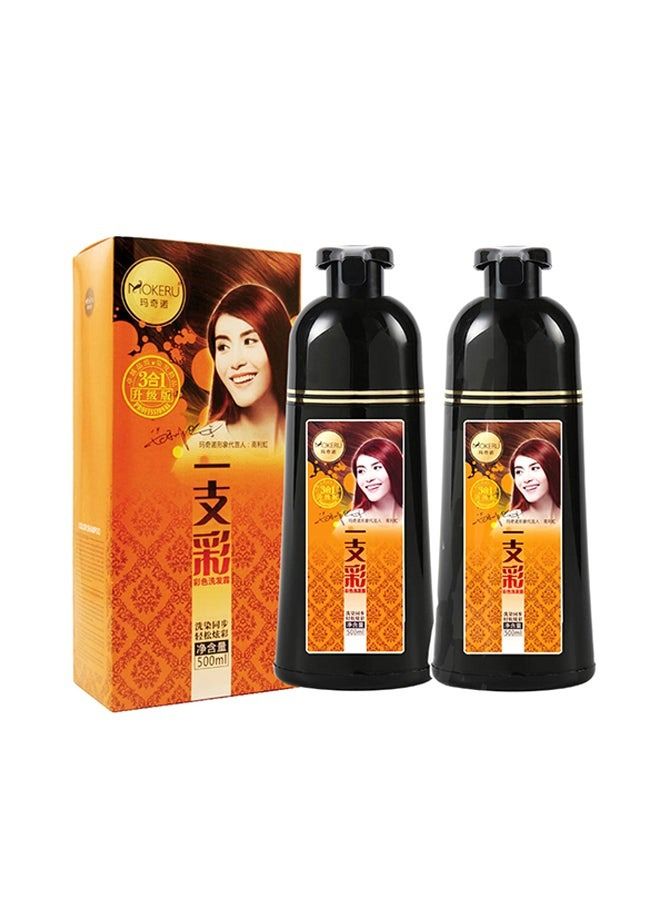 MOKERU 2-Piece Dark Brown Hair Dye Shampoo Set - 1000ml for Vibrant and Lasting Color