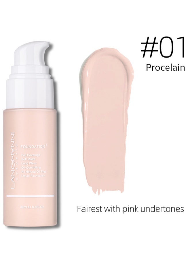 LANGMANNI Liquid Foundation, Waterproof For Oily/Sensitive Skin #01 - Image 2