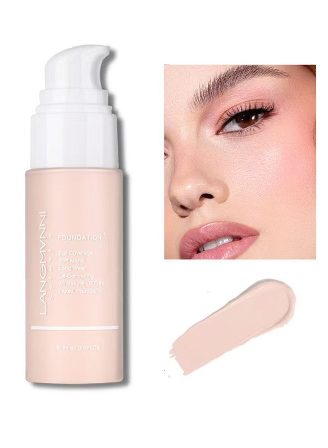 LANGMANNI Liquid Foundation, Waterproof For Oily/Sensitive Skin #01 - Image 1