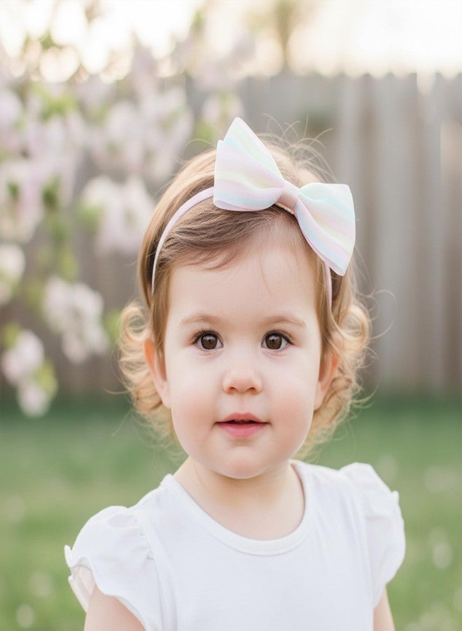 SYGA 3 Pack Baby Girl Headbands – Soft Stretchable Pastel Hairbands with Flower, Heart & Rainbow Bow Designs, Comfortable Elastic Headband Newborns, Infants & Toddlers for 0-3 Years (Multicolor, Style 1060) - Image 3