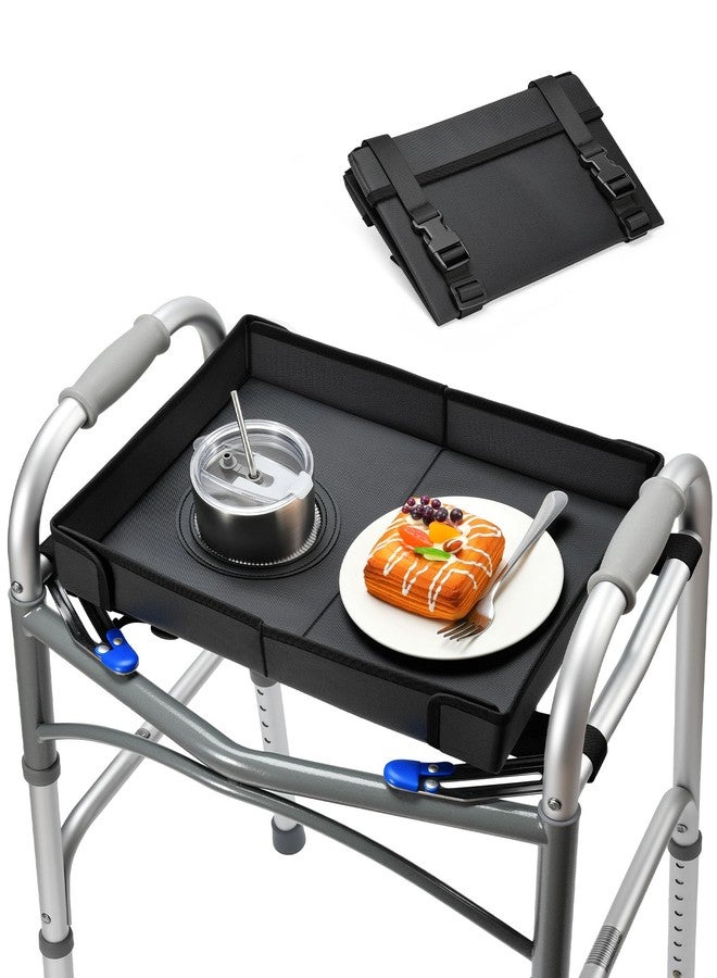 FANGSUN Walker Tray for Folding Walker 2.0 - Upgraded Detachable Tray for Walkers with Extended Straps & Cup Holder, Fits Standard Folding Walkers with Side Bars, Mobility Accessory for Seniors - Image 1