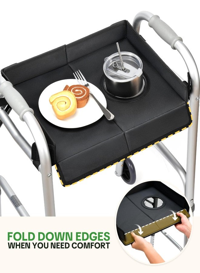 FANGSUN Walker Tray for Folding Walker 2.0 - Upgraded Detachable Tray for Walkers with Extended Straps & Cup Holder, Fits Standard Folding Walkers with Side Bars, Mobility Accessory for Seniors - Image 4