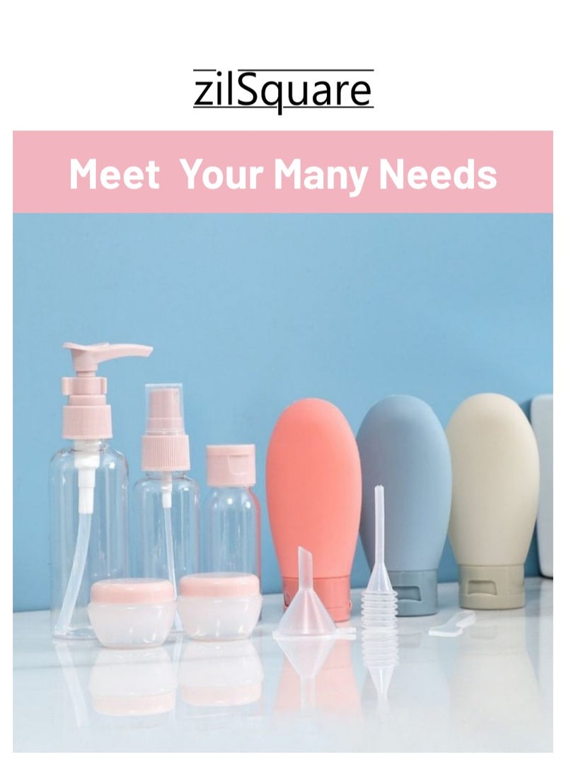 zilSquare 11 PCS Travel Bottles Set for Toiletries with Toiletry Bag – Leak Proof Refillable Empty Containers for Shampoo, Lotion, Cream, Liquid – BPA Free, TSA Approved Travel Accessories Kit - Image 2