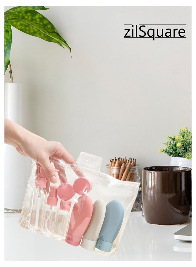 zilSquare 11 PCS Travel Bottles Set for Toiletries with Toiletry Bag – Leak Proof Refillable Empty Containers for Shampoo, Lotion, Cream, Liquid – BPA Free, TSA Approved Travel Accessories Kit - Image 3