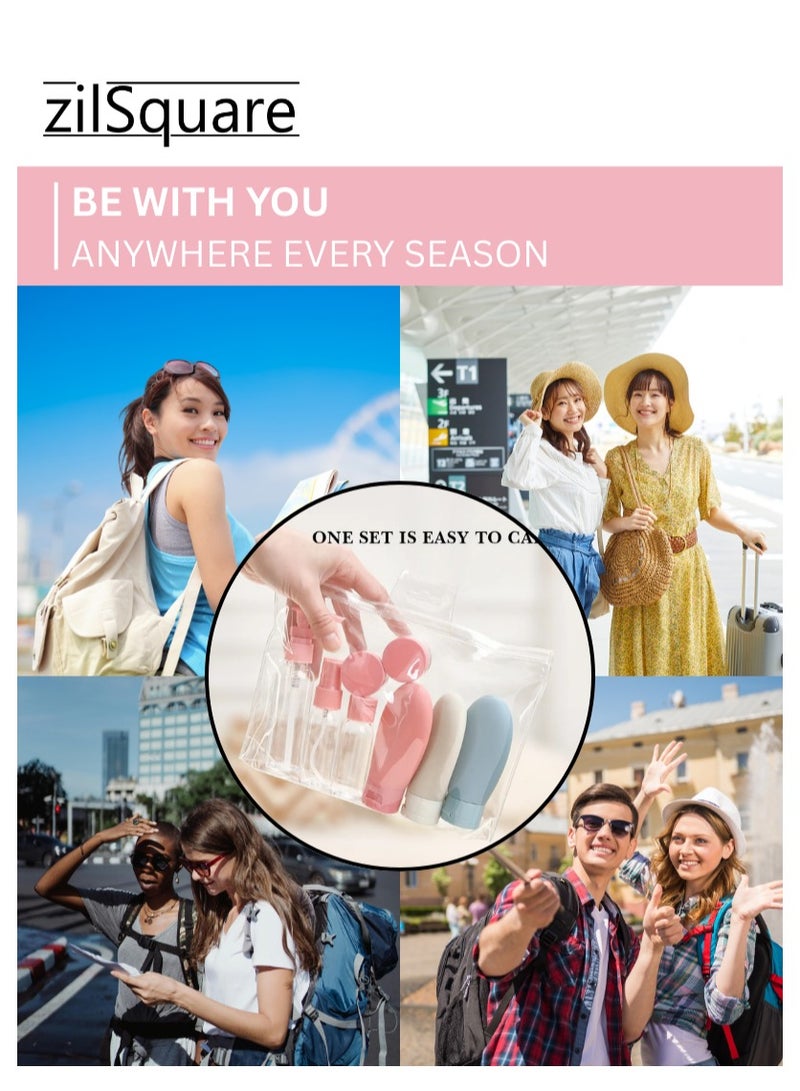 zilSquare 11 PCS Travel Bottles Set for Toiletries with Toiletry Bag – Leak Proof Refillable Empty Containers for Shampoo, Lotion, Cream, Liquid – BPA Free, TSA Approved Travel Accessories Kit - Image 5