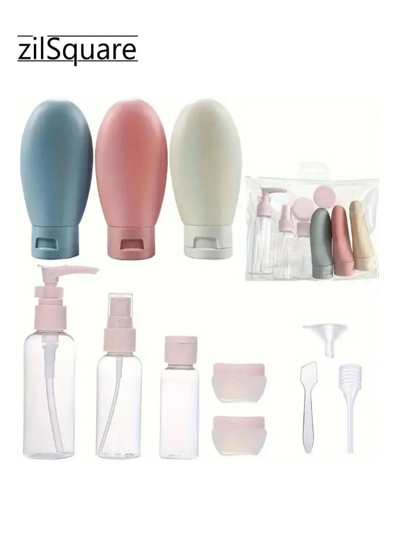 zilSquare 11 PCS Travel Bottles Set for Toiletries with Toiletry Bag – Leak Proof Refillable Empty Containers for Shampoo, Lotion, Cream, Liquid – BPA Free, TSA Approved Travel Accessories Kit - Image 1