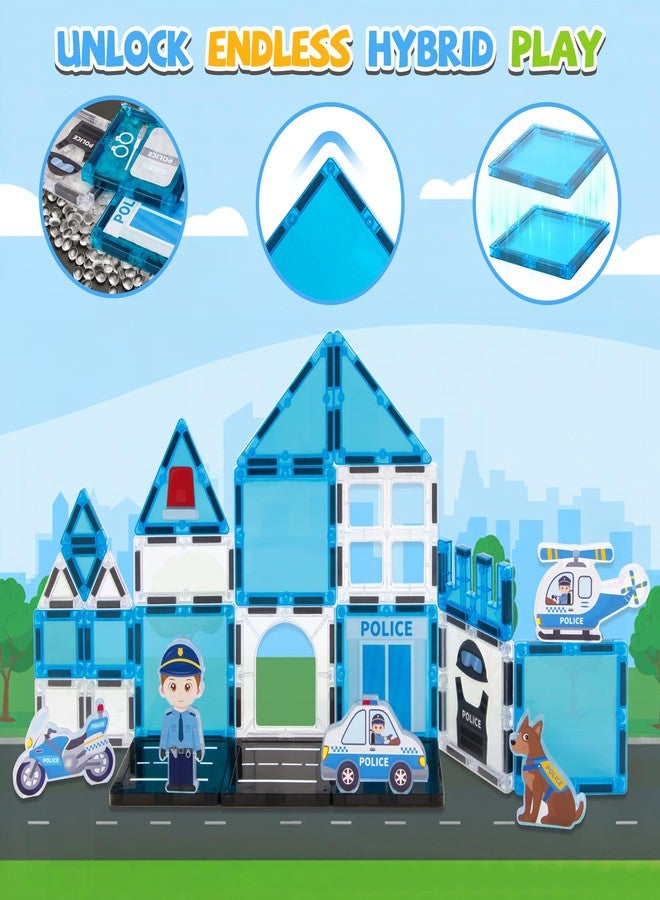 cossy Magnetic Tiles Police Set, Magnet Tiles with Policeman, Magnetic Tiles for Kids Ages 4-8, STEM Toys, Magnet Blocks for Boys and Girls, Creative Building Toys, Police - Image 5