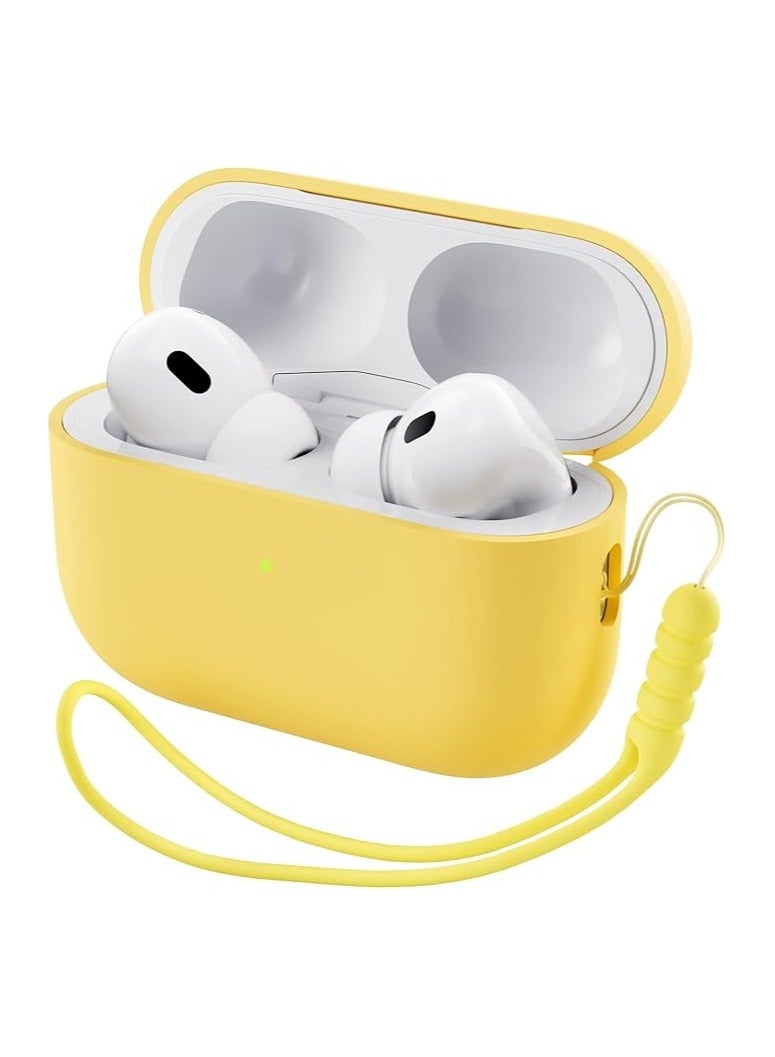 Compatibility With for AirPods Pro 2nd Generation Case Cover(2022), Protective Soft Silicone Skin Accessories for Men Women Boys Girls for Apple AirPods Pro Gen 2, Front LED Visible (Yellow)  - Image 1