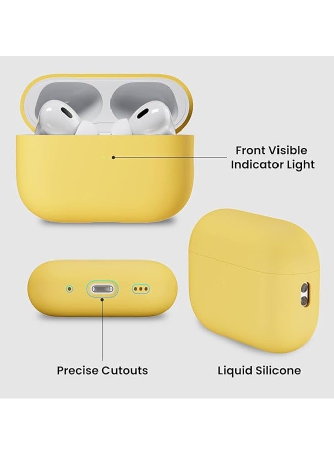 Compatibility With for AirPods Pro 2nd Generation Case Cover(2022), Protective Soft Silicone Skin Accessories for Men Women Boys Girls for Apple AirPods Pro Gen 2, Front LED Visible (Yellow)  - Image 3