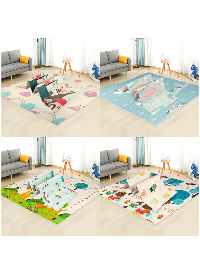 MiniMe Foldable Reversible Animal-Themed Foam Play Mat | 12–60 Months | Cream & Green & Mustard | XPE Density Foam | Double-Sided Prints (Forest & Mountains) | Waterproof Easy-Clean | Thick Cushioned Non-Slip Surface - Image 4