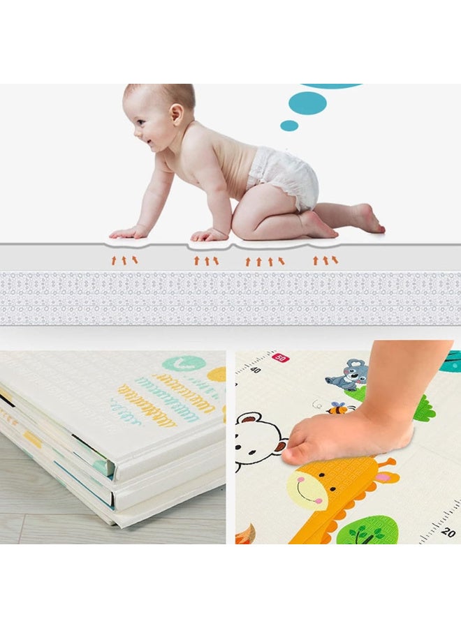 MiniMe Foldable Reversible Animal-Themed Foam Play Mat | 12–60 Months | Cream & Green & Mustard | XPE Density Foam | Double-Sided Prints (Forest & Mountains) | Waterproof Easy-Clean | Thick Cushioned Non-Slip Surface - Image 3