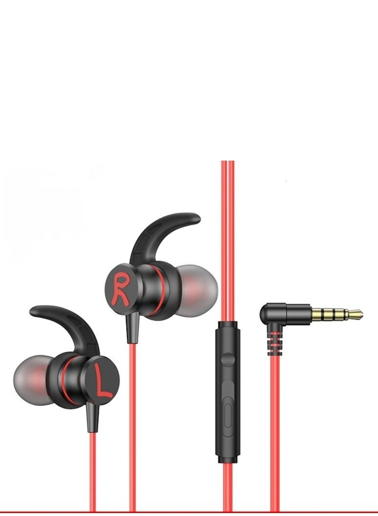 L-Shaped Elbow Professional Gaming Headset Wired In-ear High-quality Call Headset (Red)