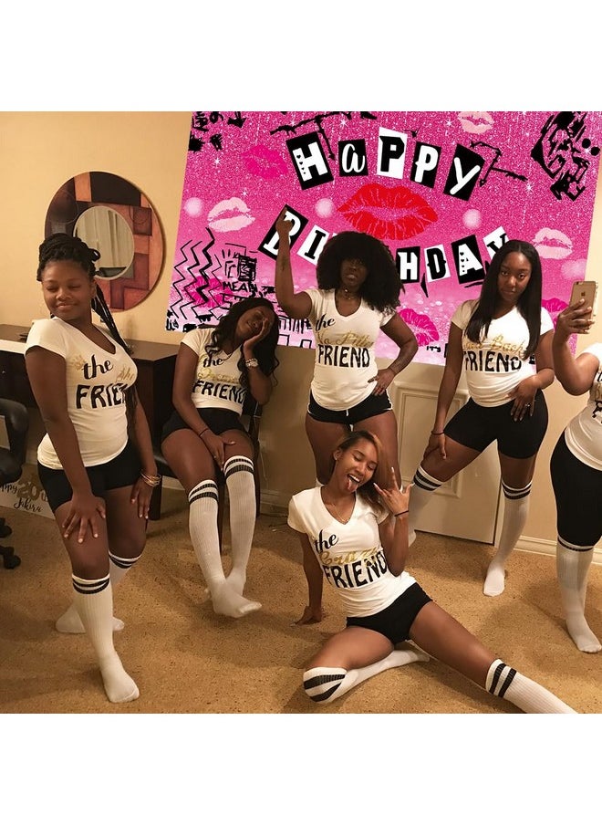 Rarcoirs - Red Lip Happy Birthday Backdrop For Mean Girls Theme Hot Pink Graffiti Teen Girls Sweet Y2K Birthday Party Background Burn Book Early 2000S Bday Decorations Banner 71X47Inch - Image 1