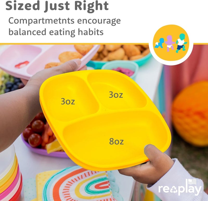 RePlay Toddler Plates with Dividers  DeepWalled 3 Compartments Divided Plates for Kids  Dishwasher  Microwave Safe  Made in USA  Set of 6737 x 737 x 125  Crayon Box - Image 3